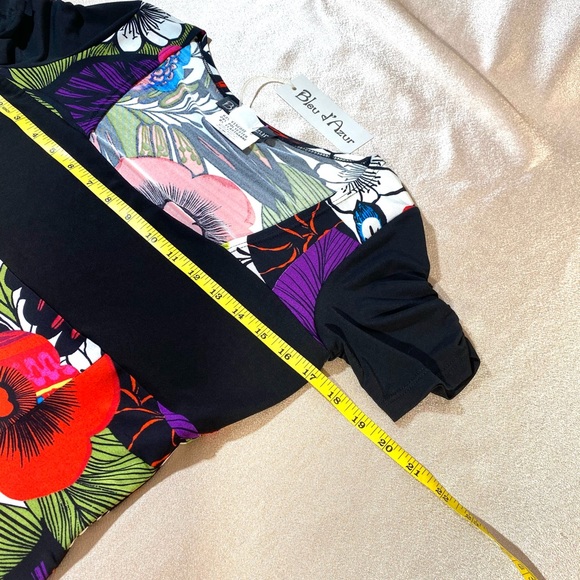 BLUE D’AZUR France top blouse black red stretchy - Picture 11 of 15